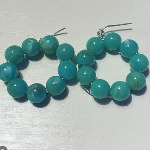 teal bead hoops